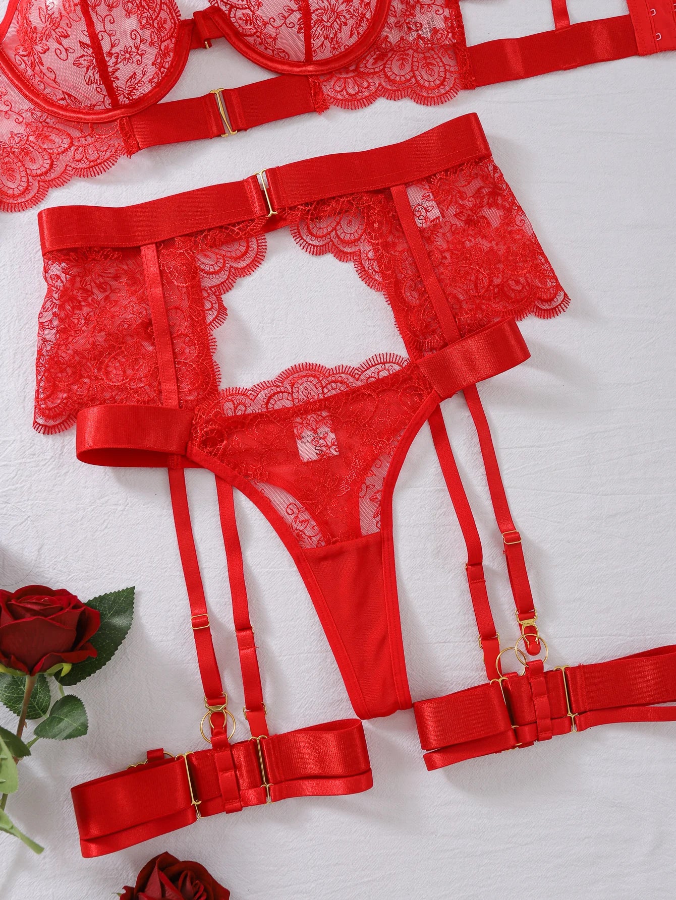 EtherealLace 4-Piece Lingerie Set