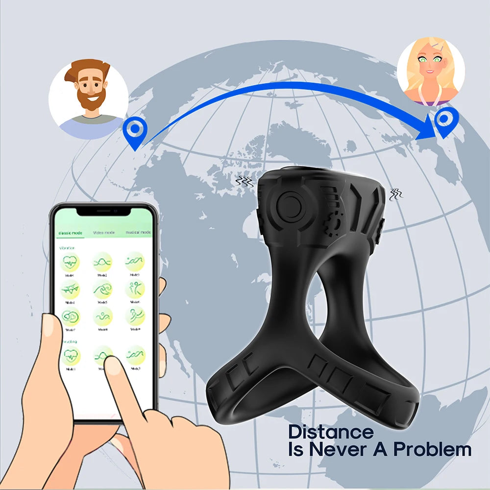 APP Control Dual Penis Ring