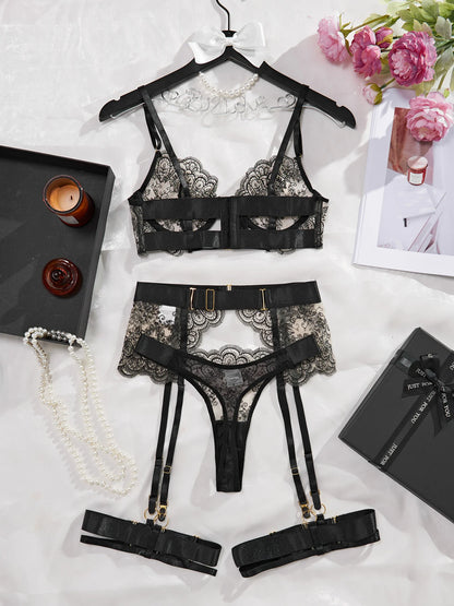 EtherealLace 4-Piece Lingerie Set