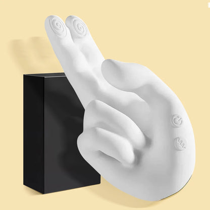 Finger Fist Vibrator with 10 vibration modes, warming function, body-safe silicone, and USB rechargeable design.