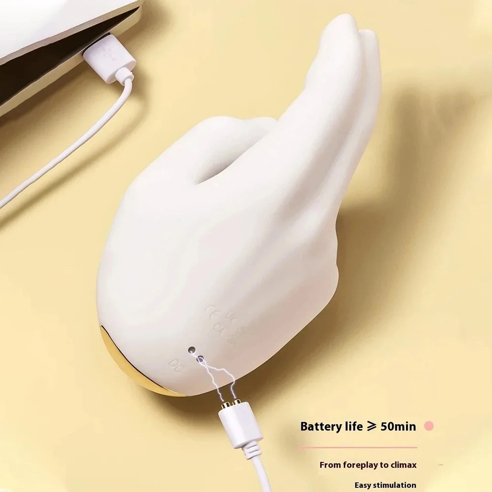 Finger Fist Vibrator with 10 vibration modes, warming function, body-safe silicone, and USB rechargeable design.