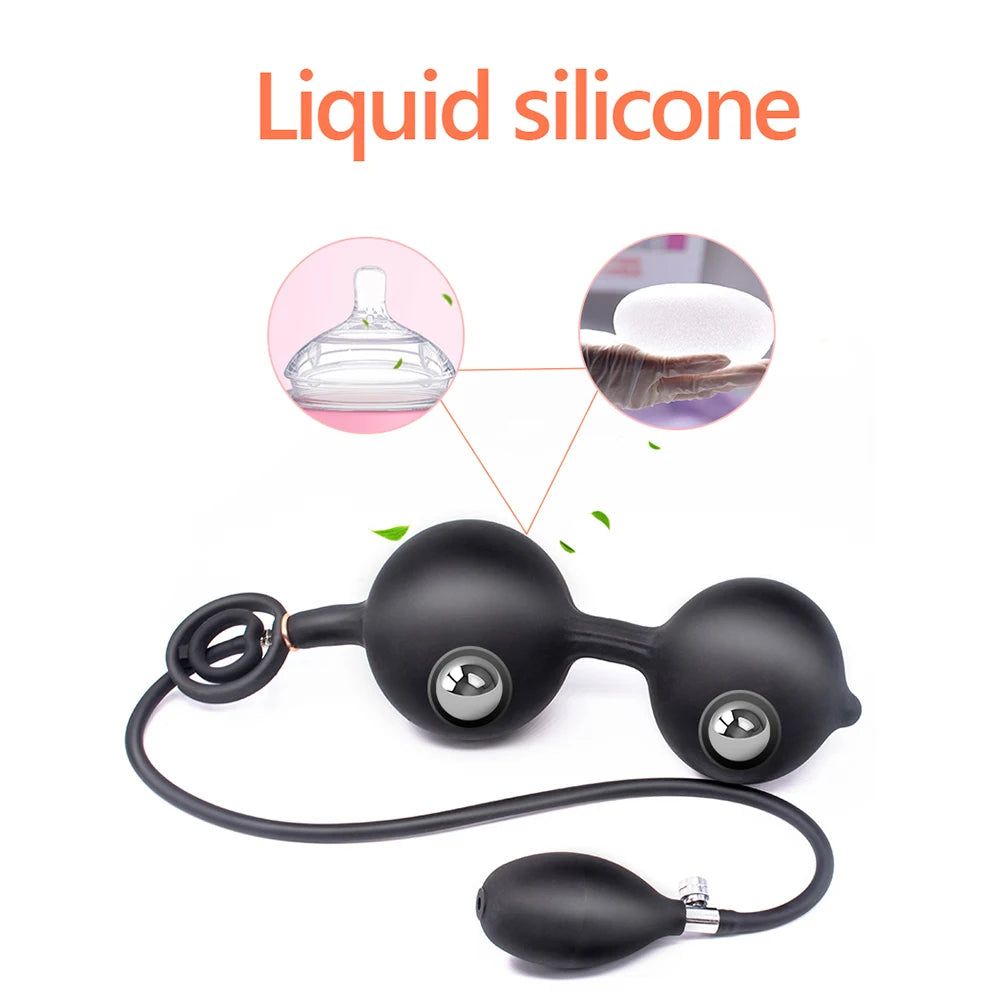 Adjustable silicone anal vacuum pump with hand inflation bulb