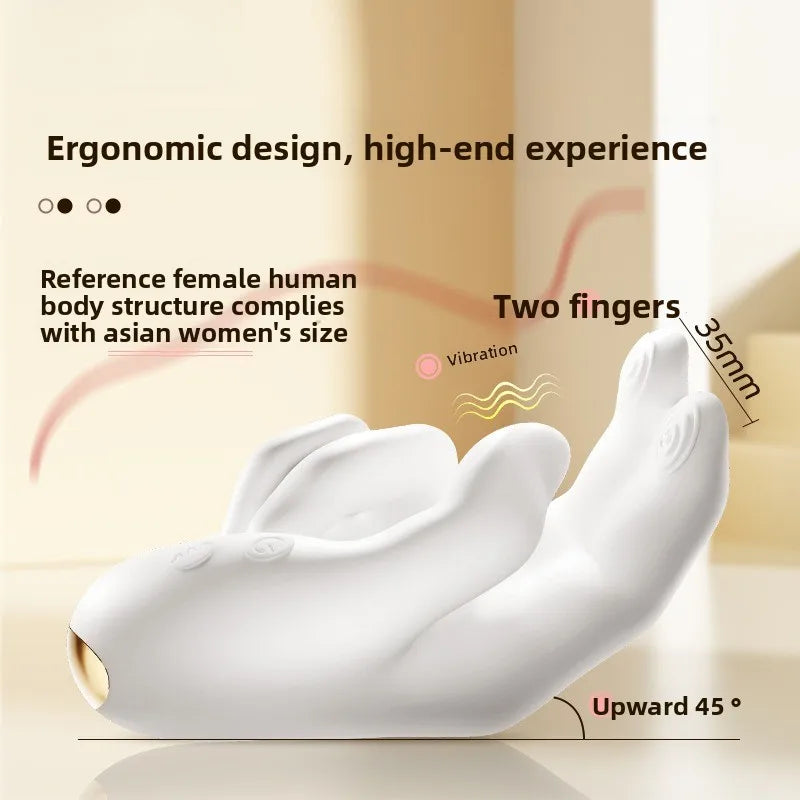 Finger Fist Vibrator with 10 vibration modes, warming function, body-safe silicone, and USB rechargeable design.