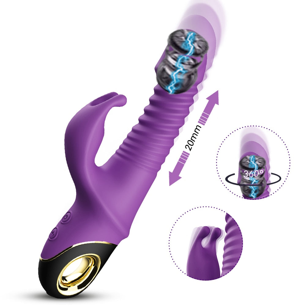 Rabbit Queen Thrusting Vibrator purple